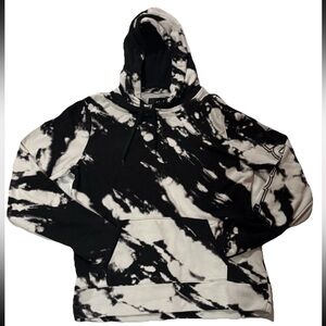 Hollister Y2K Pullover Hoodie Marbled Look Blk/ Wht Men’s SZ.M Sleeve Spellout